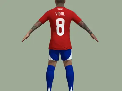 T-Pose Rigged Arturo Vidal Chile 3D model