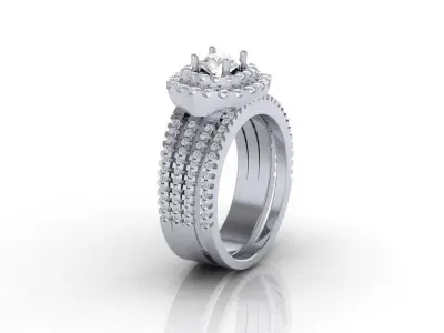 Double halo ring and band 3D print model