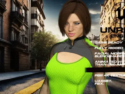 Fitness girl full rigged - game ready - animated Low-poly 3D model