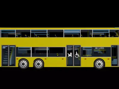 Lowpoly City Bus with interior Low-poly 3D model Low-poly 3D model