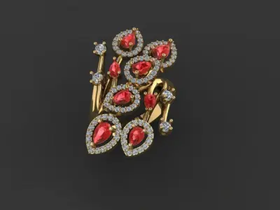 PEAR RUBY AND DIAMOND RING 3D print model