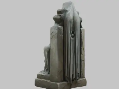 Fantasy Medieval Statue Stone Figure Wall Decor Low-poly 3D model