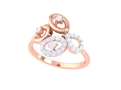 Lightweight Pave  Solitaire Oval Cluster Ring CAD File 3D print model