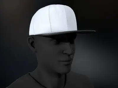 Black And White Snapback Cap  Low-poly 3D model