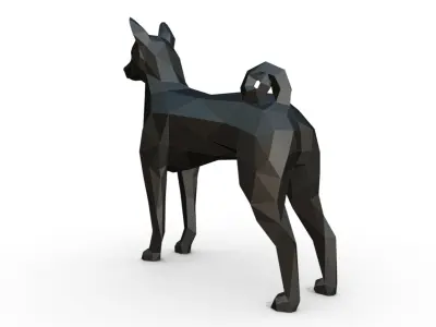 basenji dog low poly 3D print model