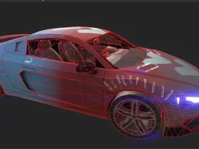 low poly game ready car audi sports Low-poly 3D model