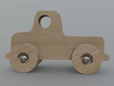Wooden Car Toy 2 Low-poly 3D model