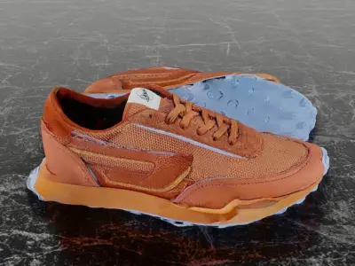 DIESEL RACER 3D SHOES - ORANGE Low-poly 3D model