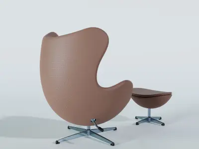 Egg Chair and Footstool Low-poly 3D model