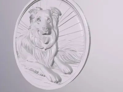 Border Collie 4 basrelief for 3D printing 3D print model