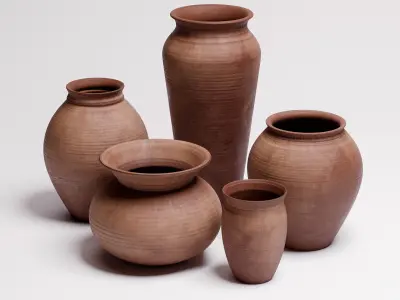 Terracotta Pots 01 Low-poly 3D model