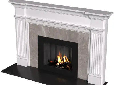 Modern fireplace in classic style with marble 3D model