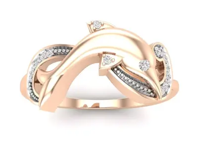 AV 716 Diamond Womens Right Hand Dolphin Ring 3D print model