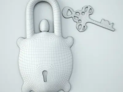 Vintage Brass India Turtle Lock 3D model