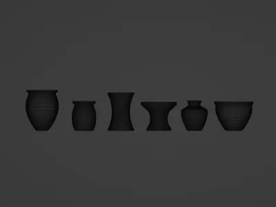 Clay Pottery Set 3D model