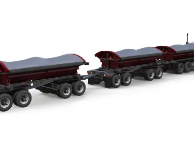 Freightliner Classic side tipper road train Low-poly 3D model