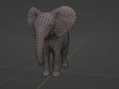 African Elephant Baby Low-poly 3D model