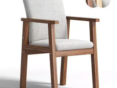 Solid Wood Dining Chair Modern Style Arm Chair for Dining Room 3D model