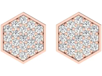 Solitaire Women Stud Earring 3dm STL OBJ FBX Render Details 3D print model buy