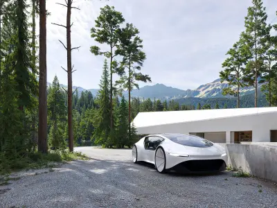 Self-driving car  with interior 3D model