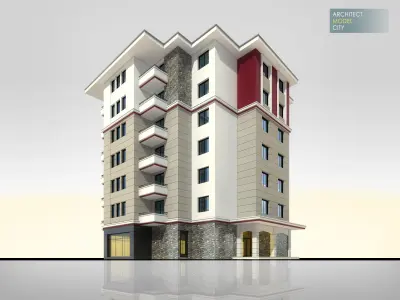 New Apartment Architectural 3d Model with Render Scene Low-poly 3D model