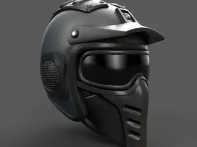 Helmet scifi military combat 3d model low poly human Gas mask  Low-poly 3D model