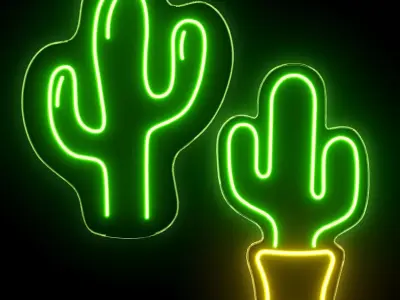 Cactus Neon Signs 3D model