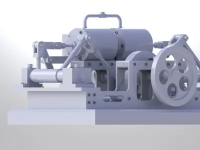 2 CYLINDER HORIZONTAL STEAM ENGINE OF THE MONITOR TYPE 3D model
