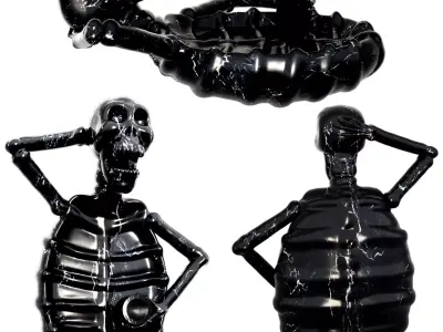 Skull Design Ashtray 01 3D model