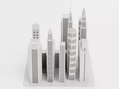 Paper City Block Low-poly 3D model