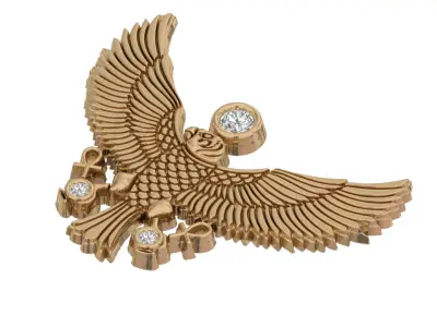 Gold Egale with diamond pendant egale 3D print model
