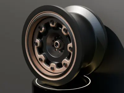 Modern sport car rim - black and bronze 3D model