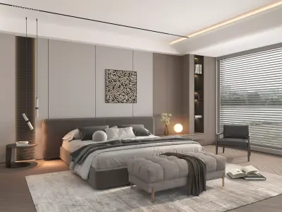 Modern Bedroom Scene 47 3D model