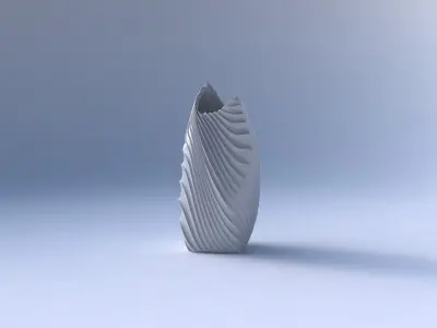 Vase twisted double arc quadratic with wavy extruded lines 3 3D print model