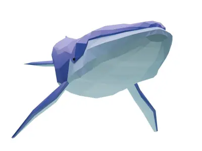 Cartoony Blue Whale Low-poly 3D model