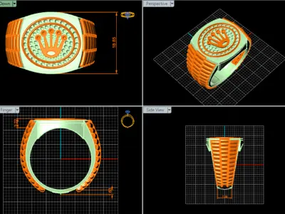 Rolex man ring 3D print model