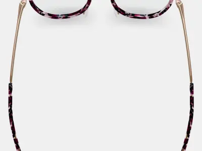 Dinah Eyeglasses in Violet Quartz Crystal with Polished Gold 3D model
