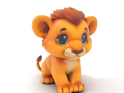 Adorable Lion Cub model pack Low-poly 3D model