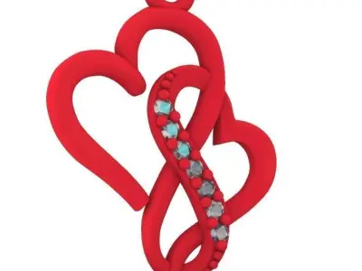 heart pendant with gems Free 3D print model