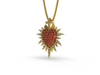 Sacred Heart Pendant - Jewelry - 3D - PG-211 3D print model