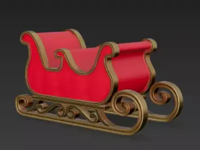Luxury Santa Sleigh Low-poly 3D model