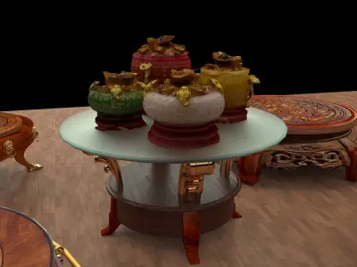 Chinese display stand with yuan bao treasure bowel  3D model