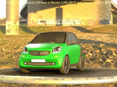 City Car 50 Small Type-E Green Low-poly 3D model