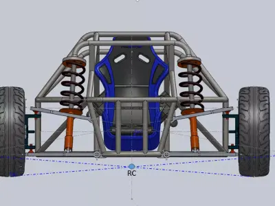 carro dune buggy with front and rear axles 3D model
