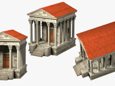 old building with columns ancient greece high-poly 3D model