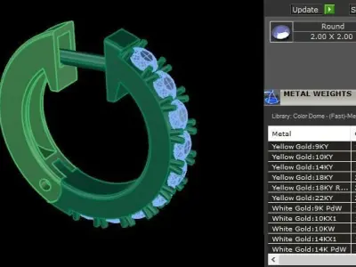 Mid Size Diamond Hoop Earring 2MM 3D print model