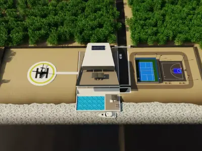 Modern Luxury Beach House with Sports Area 3D model