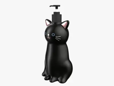 Cat Liquid Soap Dispenser Black Version 3D model