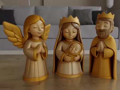 Charming Nativity Scene STL 3D Model 3D print model