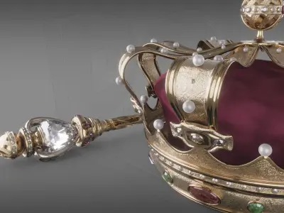Crown and sceptre 3D model